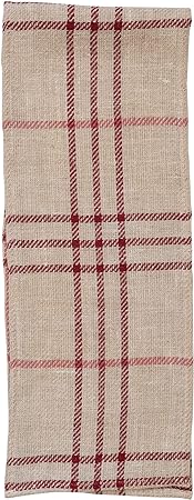 Woven Natural Jute Red/Pink Plaid Table Runner - 14" x 72"