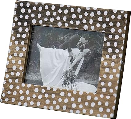 White Polka Dotted Wood Picture Frame - 4" x 6"