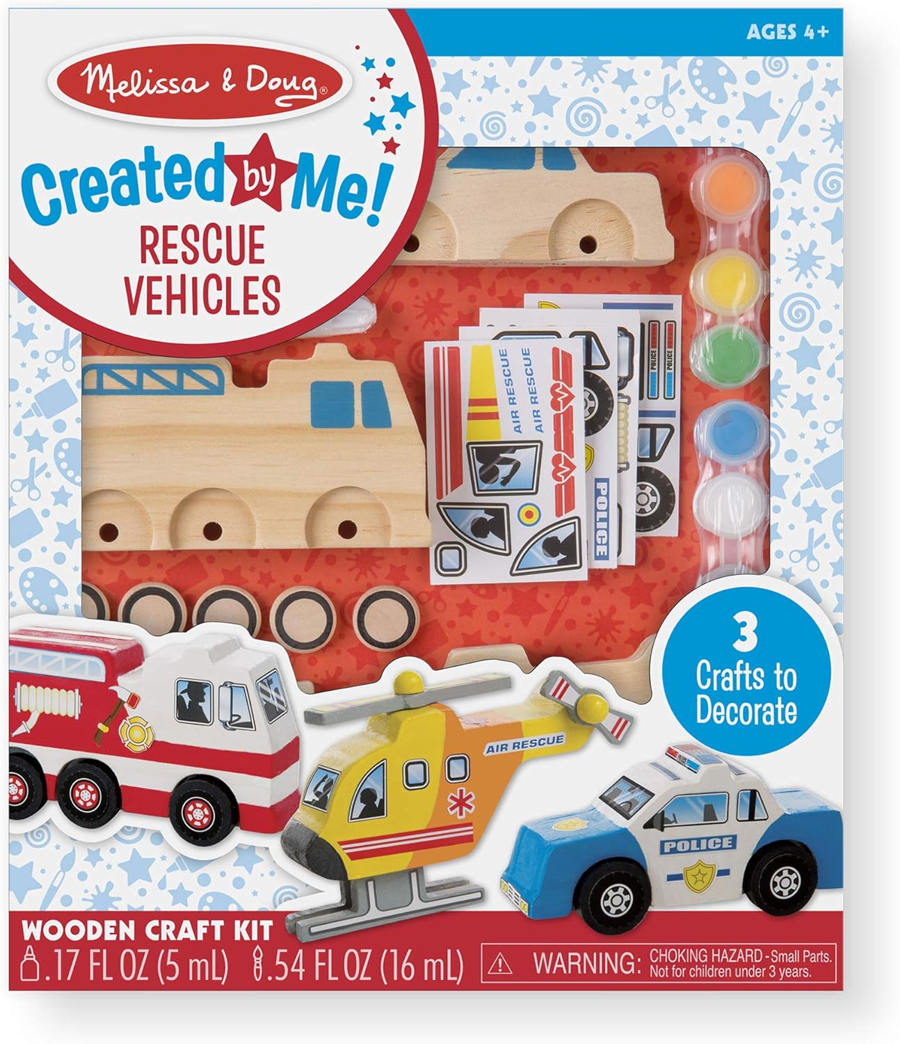 Wooden Rescue Vehicles Paint & Decoration Set