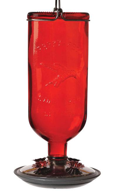 Perky-Pet Red Antique Glass Bottle Hummingbird Feeder - 16 oz.