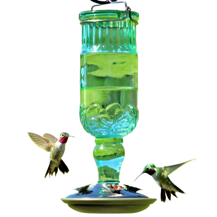 Perky-Pet Green Antique Bottle Hummingbird Feeder - 24 oz.