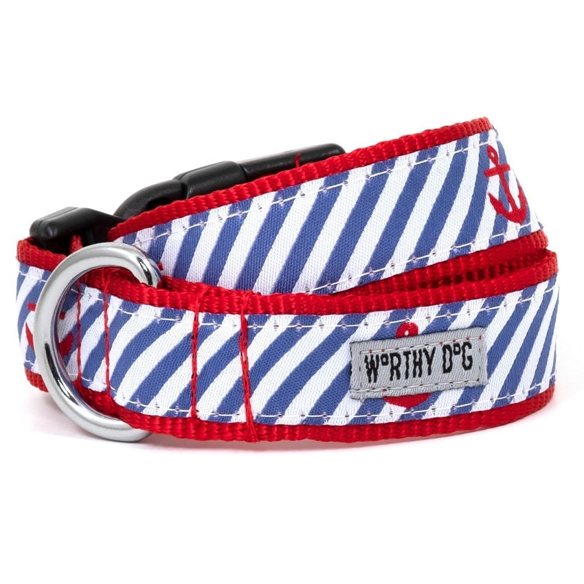 Worthy Dog Collar - Navy Stripes