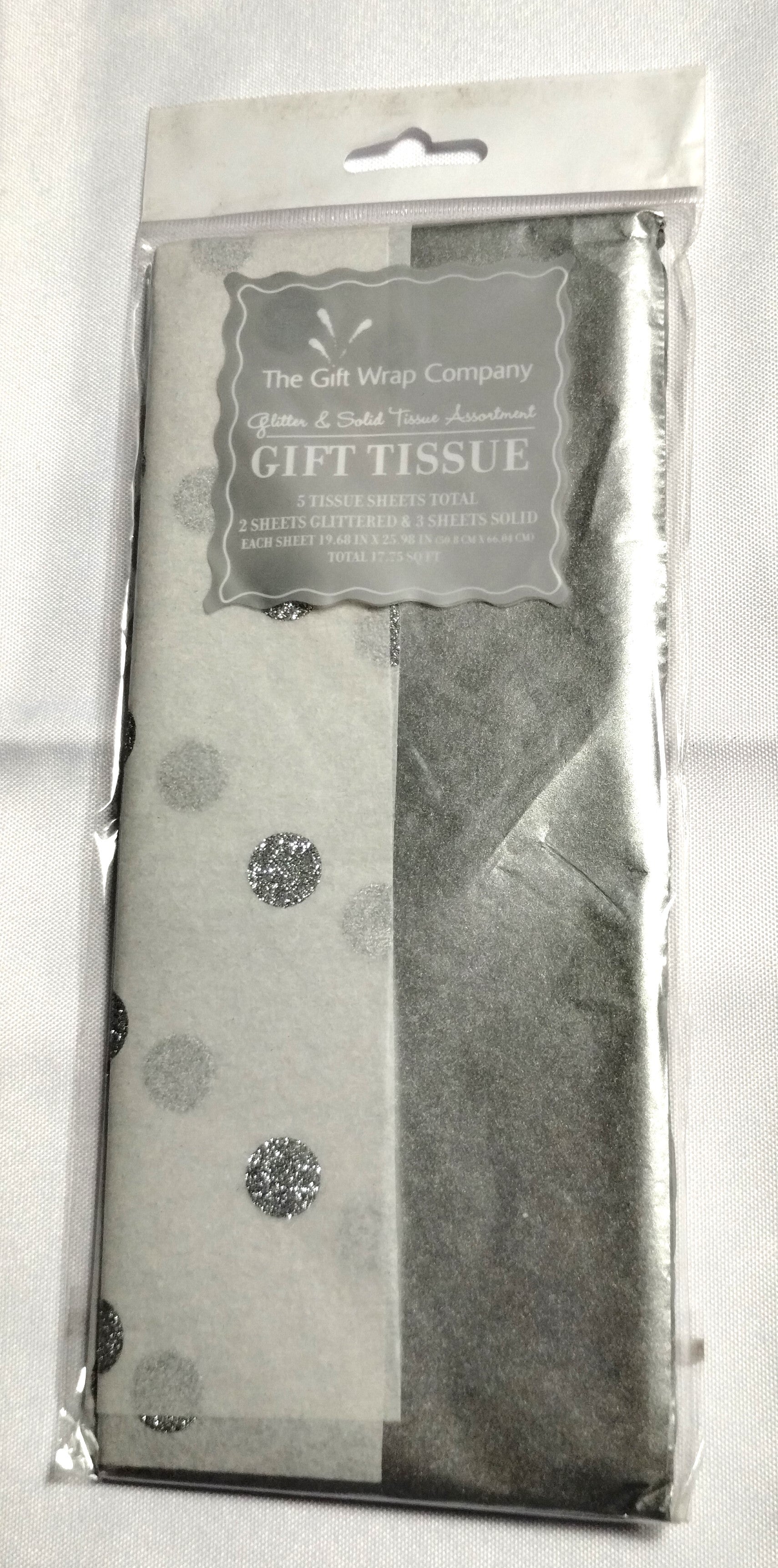 Silver Glitter Dot Tissue Paper