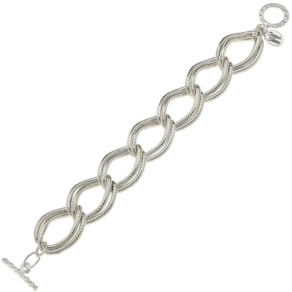 Susan Shaw Silver Textured Chain Toggle Bracelet