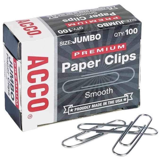 Acco Premium Jumbo Paper Clips - 100 pc.