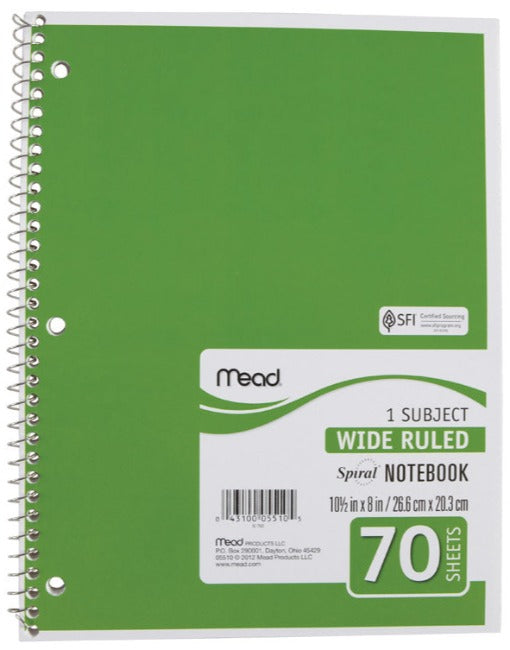 Mead Spiral-Bound Notebooks - 70 pg.