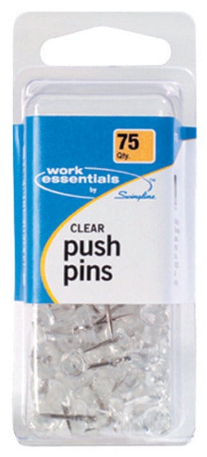 Swingline Push Pins - Clear - 75 pc.