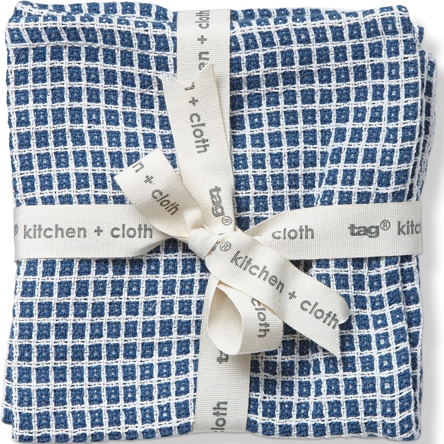 Textured Blue Checked Cotton Dishcloths - 2 pc.