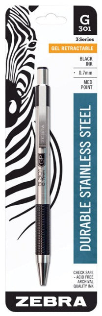 Zebra G-301 Retractable Gel Pen - Black