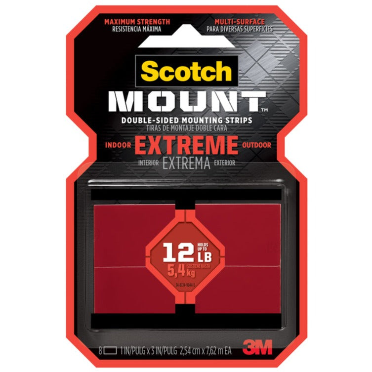 3M Scotch-Mount Extreme Double-Sided Mounting Strips - 8 pc.