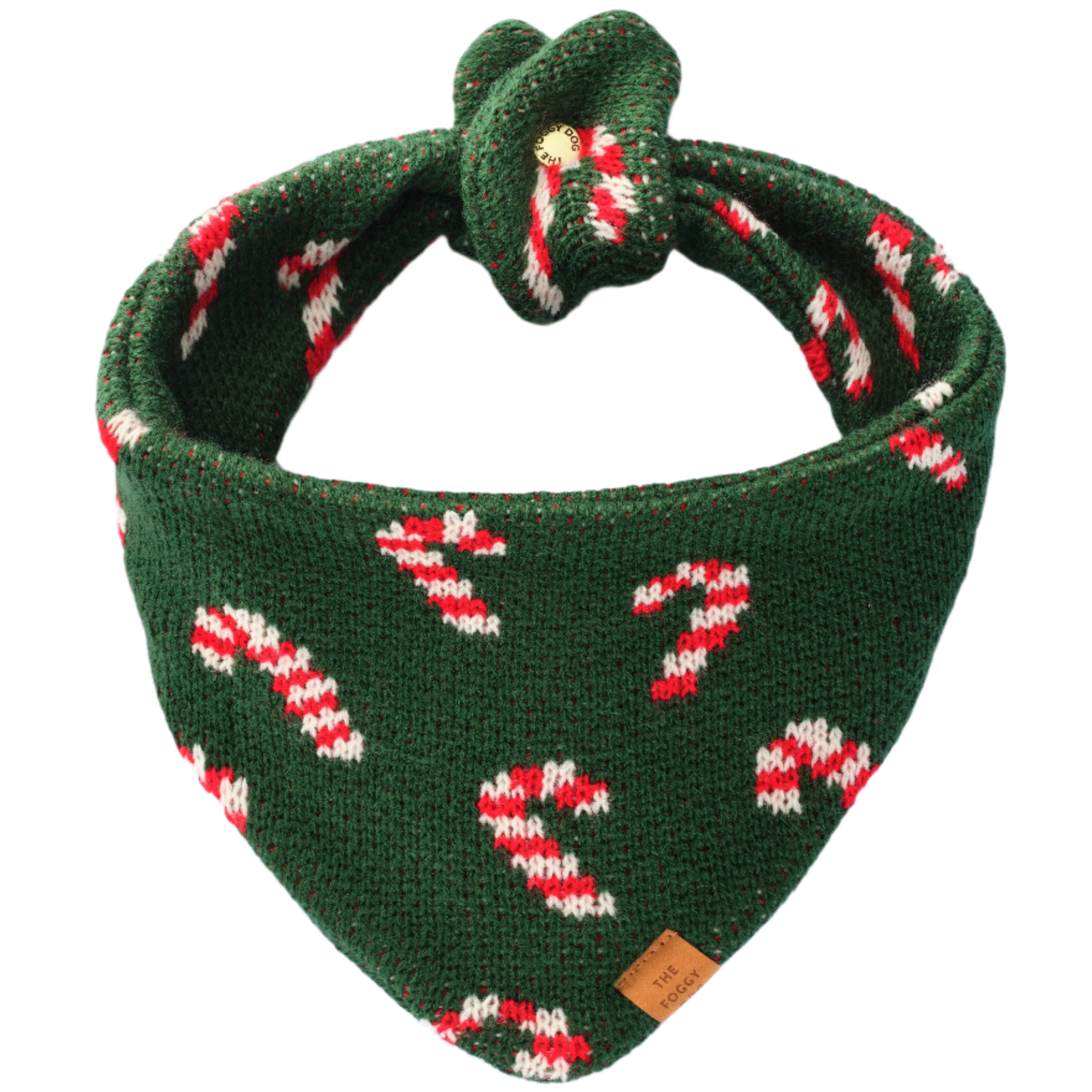 Foggy Dog Knitted Bandana - Candy Canes