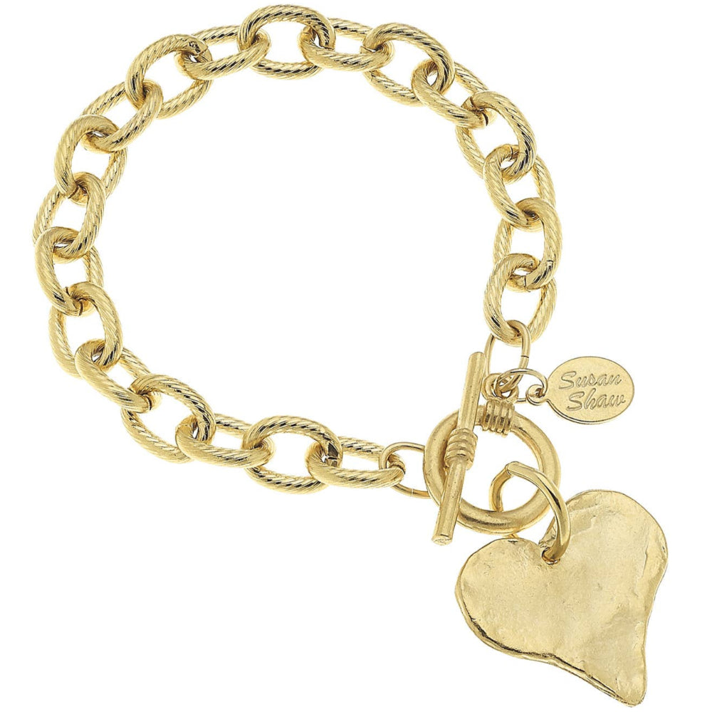 Susan Shaw Gold Heart Toggle Bracelet