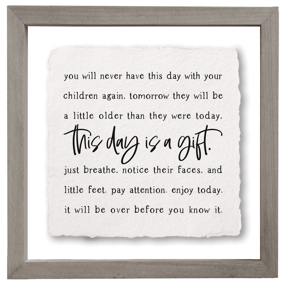 Sincere Surroundings "This Day is a Gift" Wooden Inspirational Sign - 10" x 10"