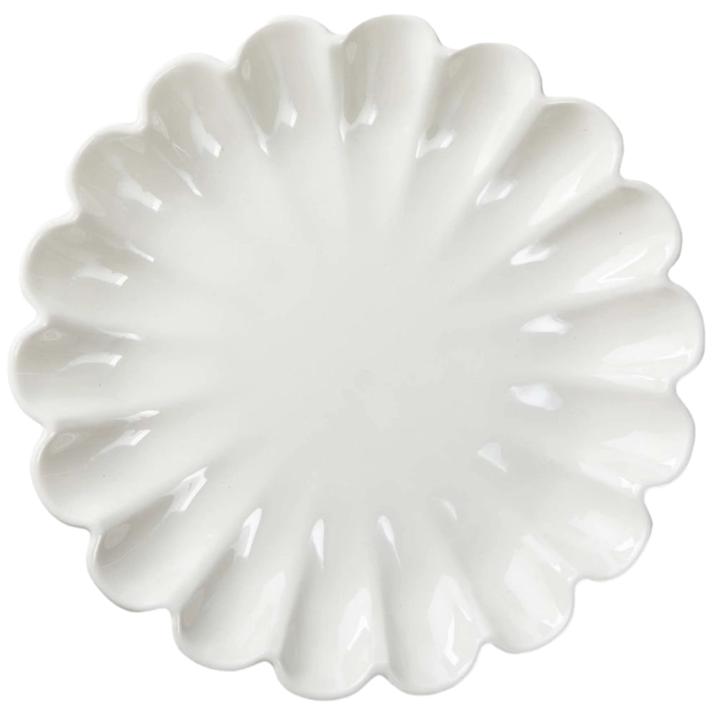 White Earthenware Scalloped Blossom Plate - 10.75"