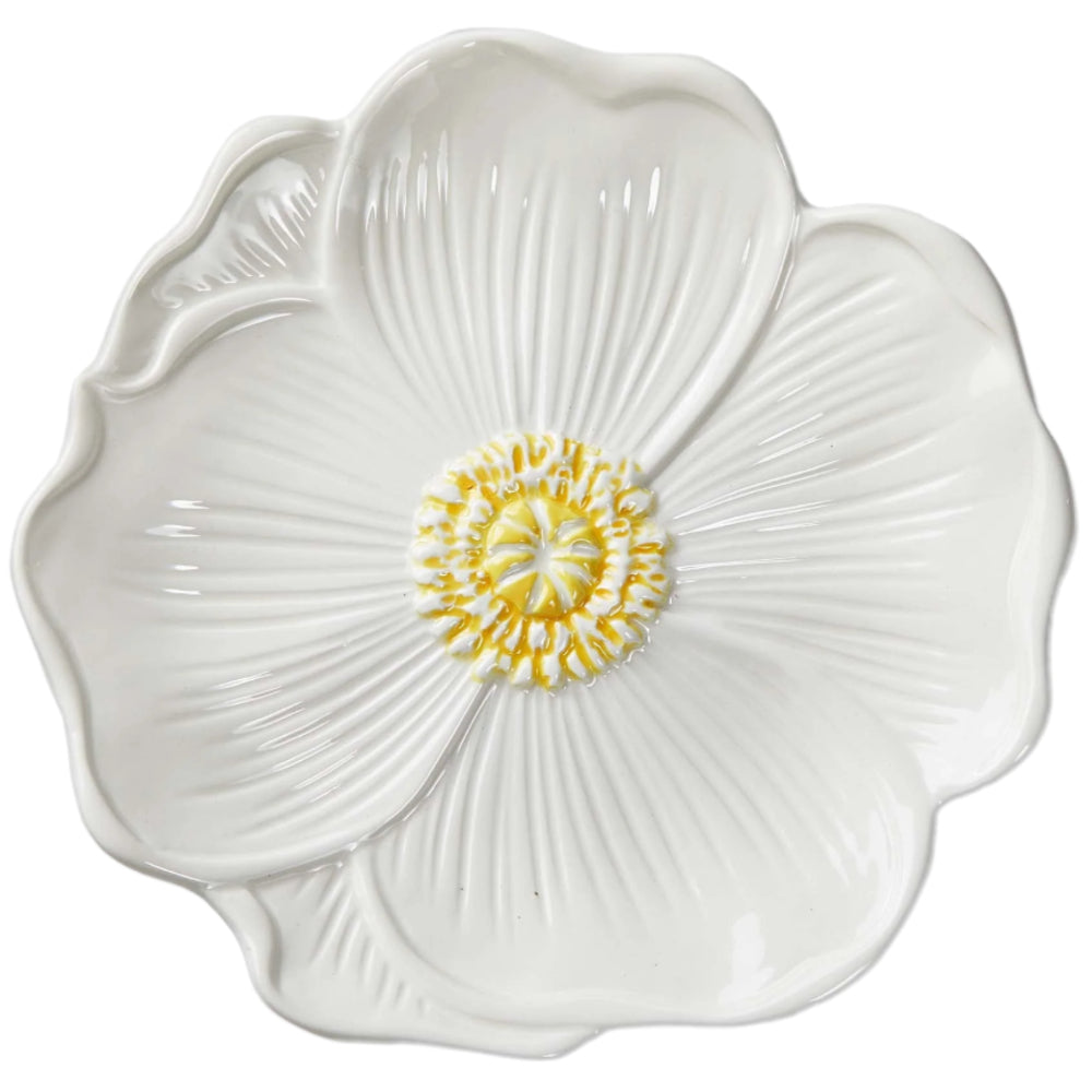 White Earthenware Blossom Appetizer Plate - 8"