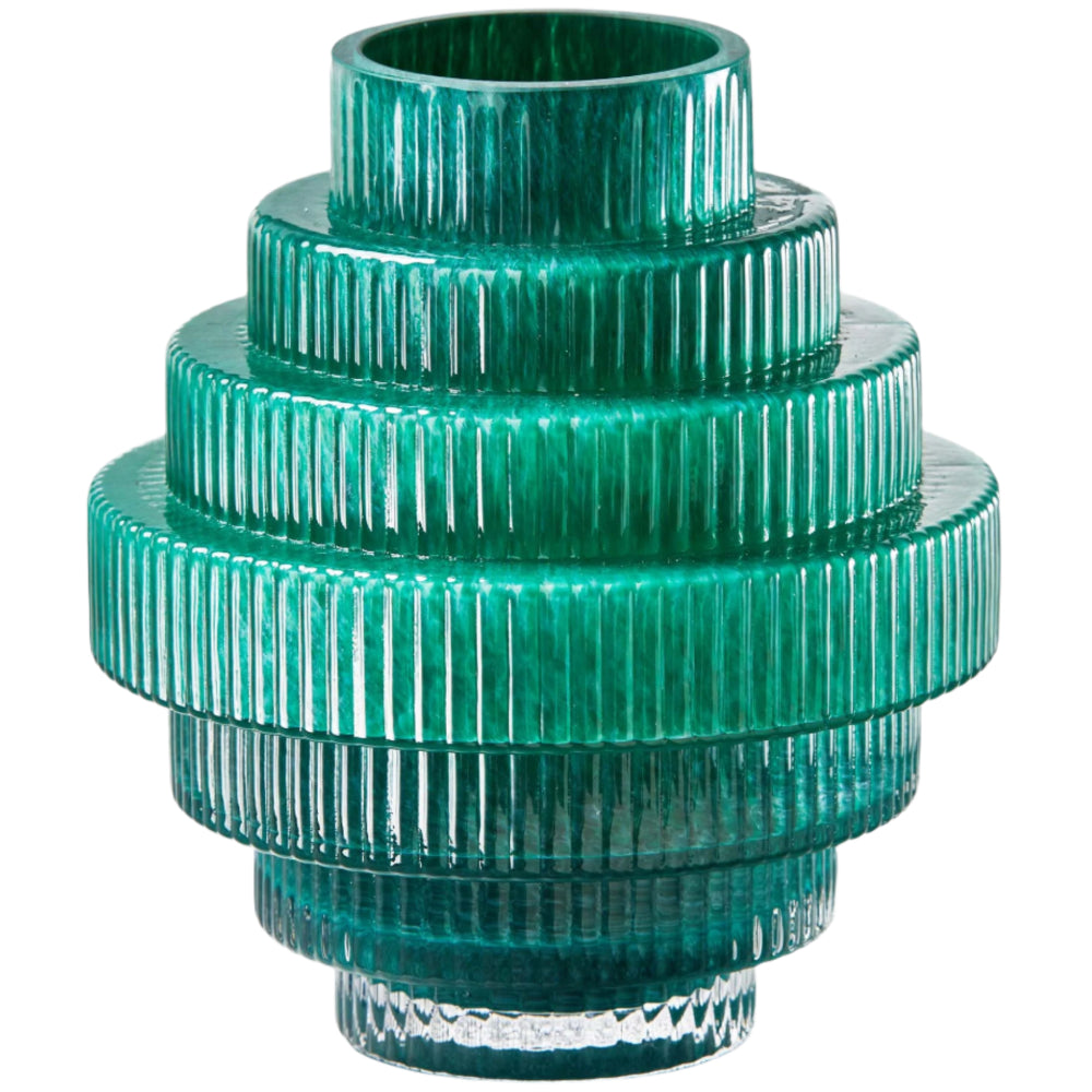 Green Escalera Glass Vase - 6.5"