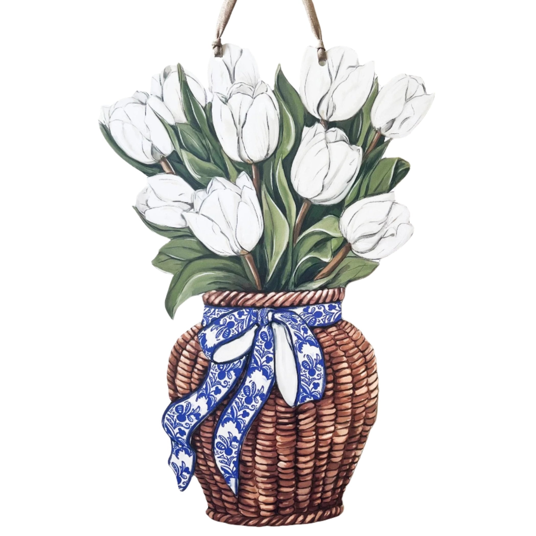 White Tulip Vase Door Hanger