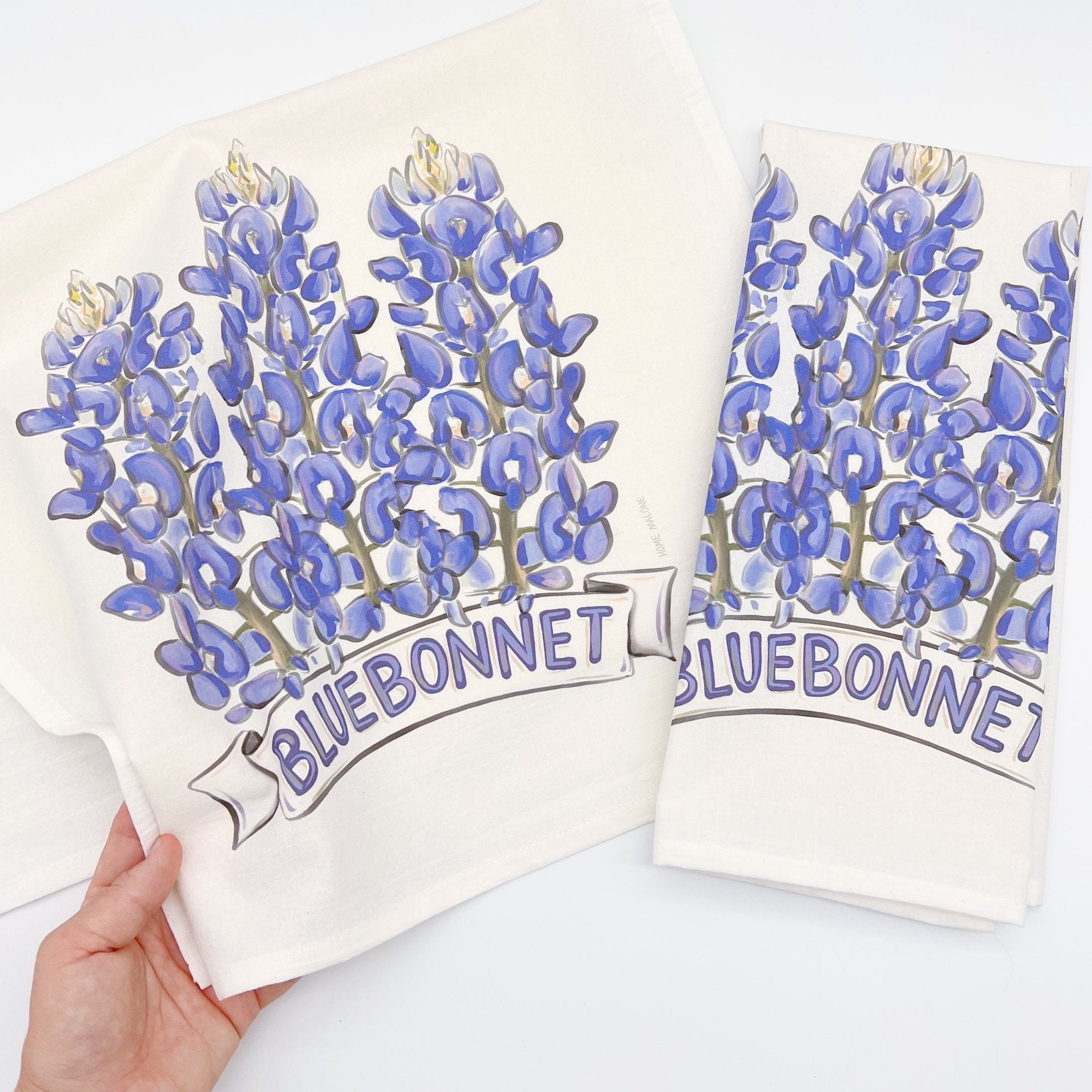 Watercolor Bluebonnets Tea Towel