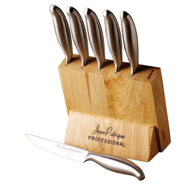 Jean-Patrique 6-Piece Stainless Steel Knife Set with Block