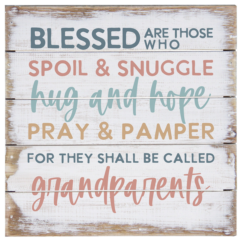 Sincere Surroundings "Blessed Are Grandparents" Wooden Inspirational Sign - 8" x 8"