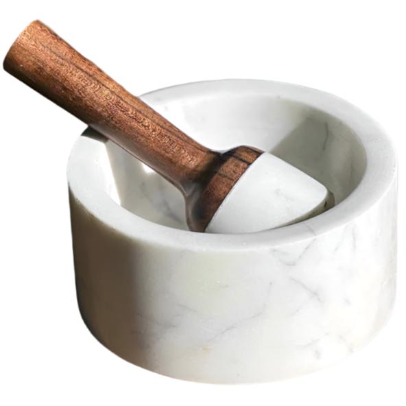 Verve White Marble Mortar & Pestle