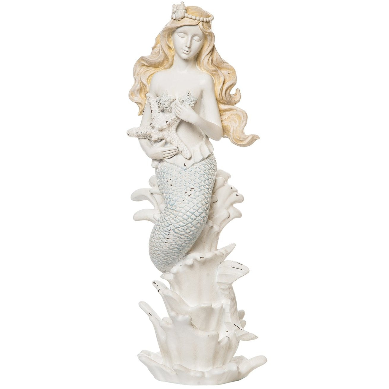 Resin Mermaid & Sea Star Figure - 12.4"