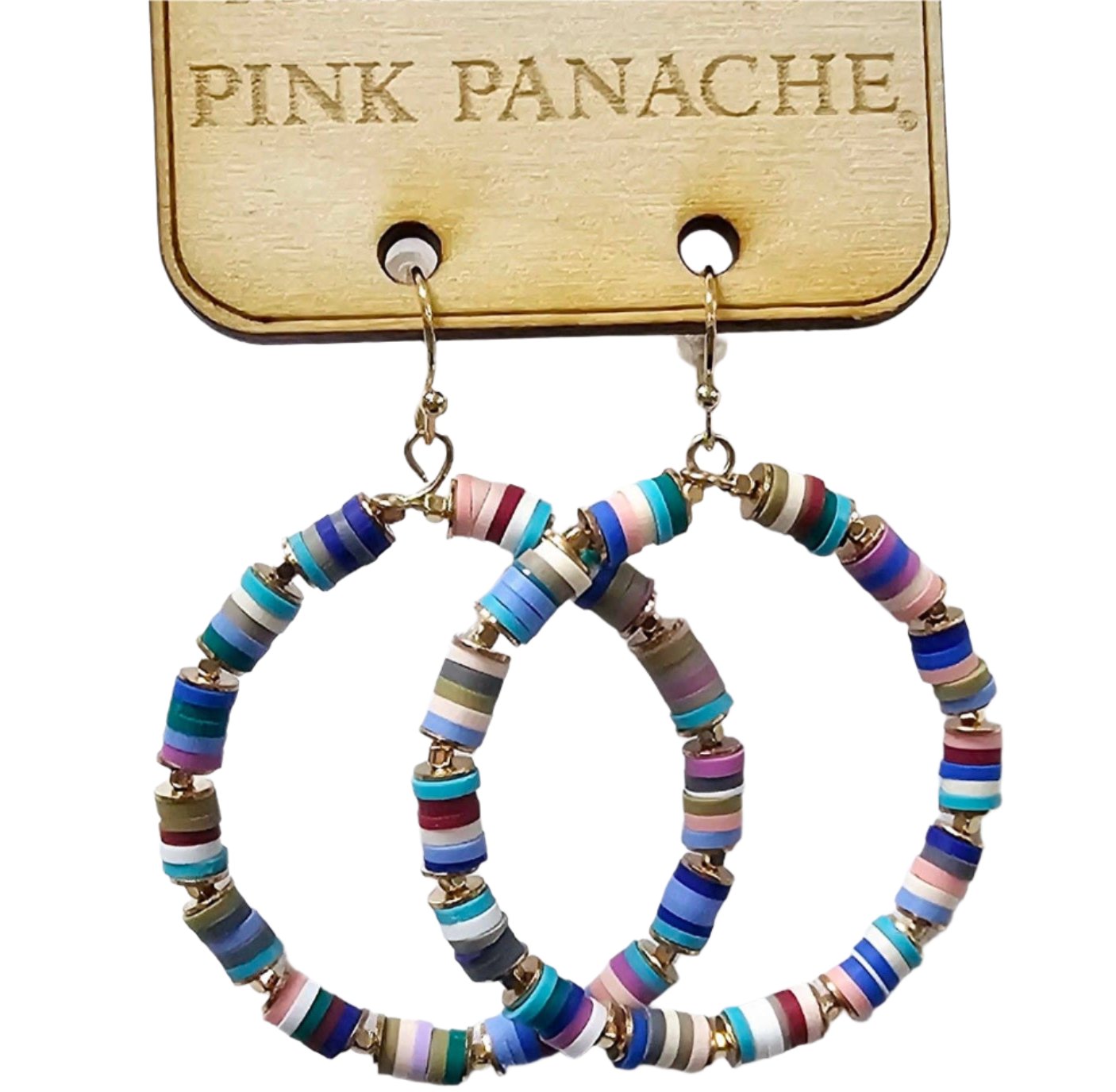 Pink Panache Multicolored Rubber Discs Hoop Earrings