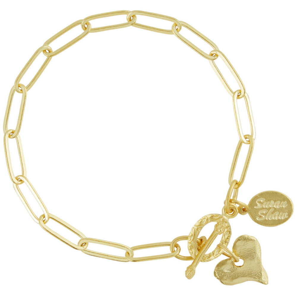 Susan Shaw Gold Heart Paperclip Bracelet