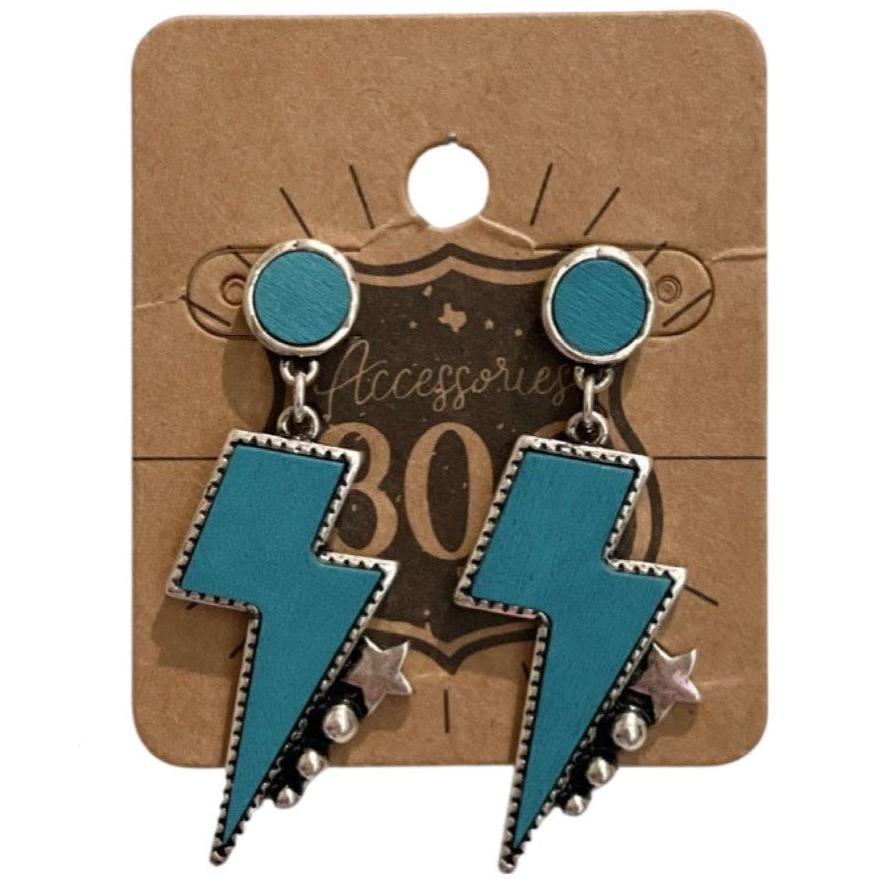 806 Accessories Wooden Lightning Bolt Earrings