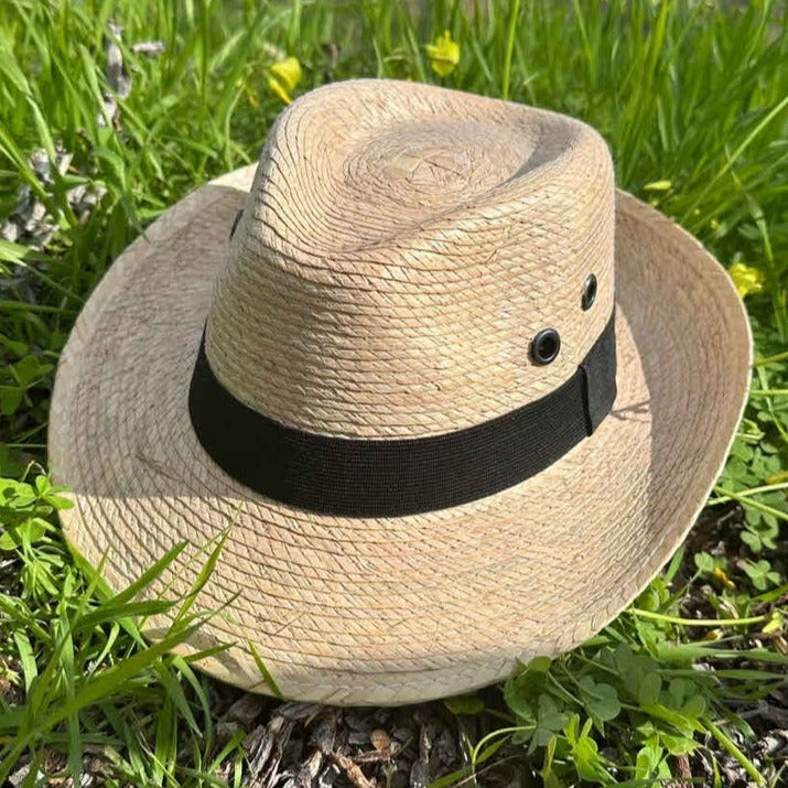 Palm Leaf Straw Hat with Black Woven Band