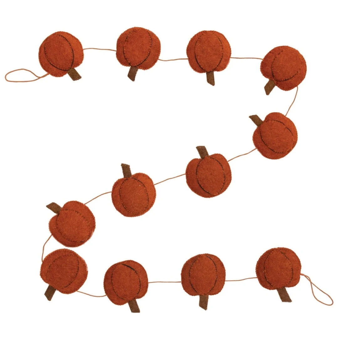 Wool Felt Pumpkin Garland - 6'