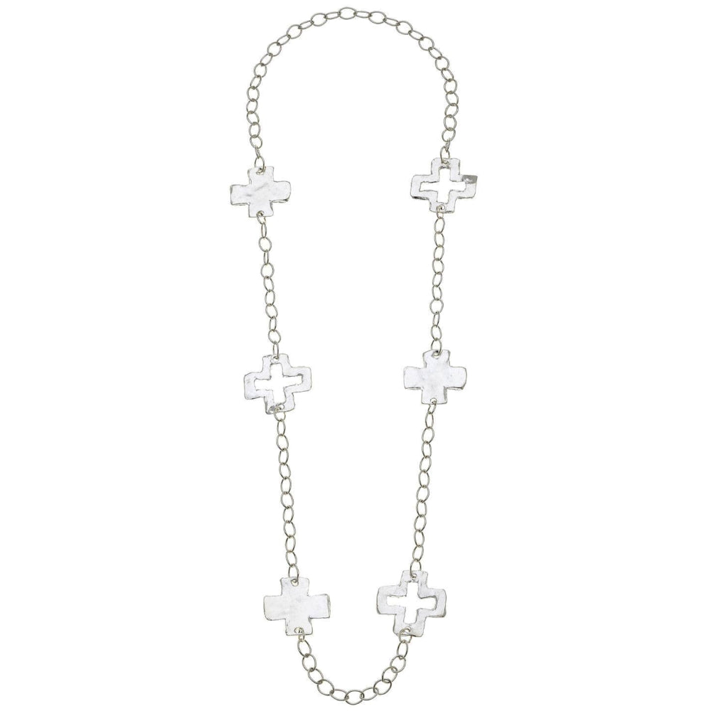 Susan Shaw Silver Open Cross Chain Necklace