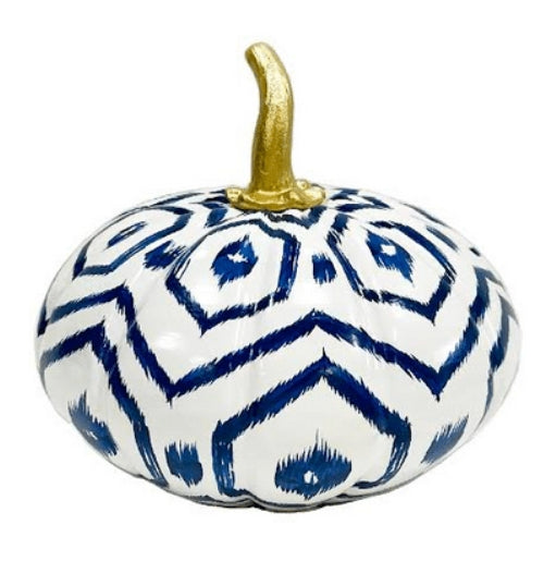 Geometric Blue Tole Pumpkin