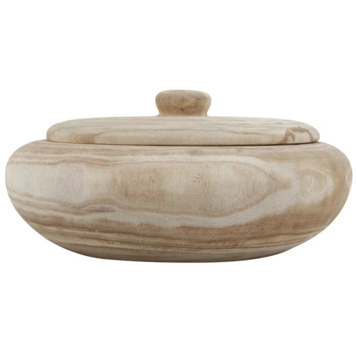 Paulownia Wood Container w/ Lid - 11.5"