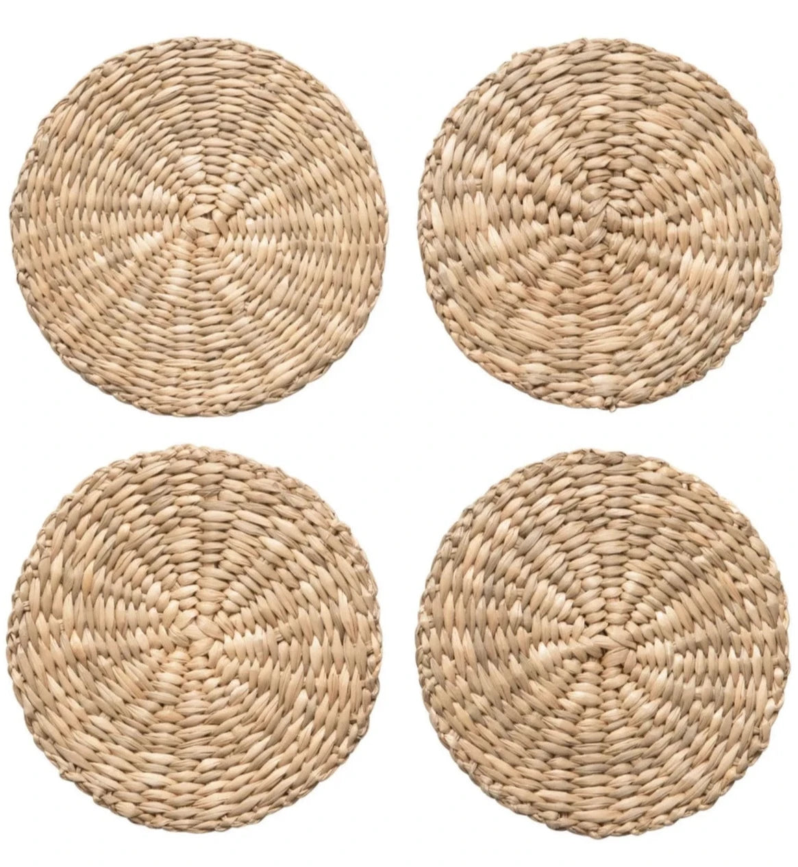 Hand-Woven Natural Seagrass Coasters - 4 pc.