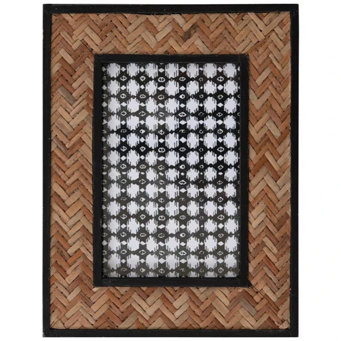 Herringbone Pattern Bamboo Photo Frame - 4" x 6"