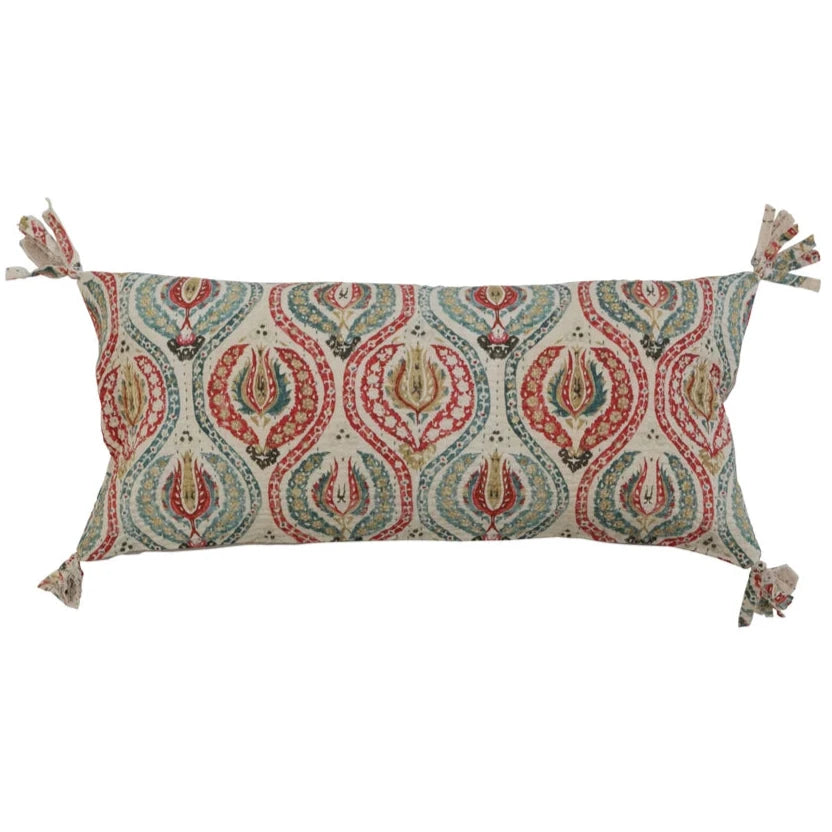 Cotton Ikat Chambray Lumbar Pillow - 32" x 14"