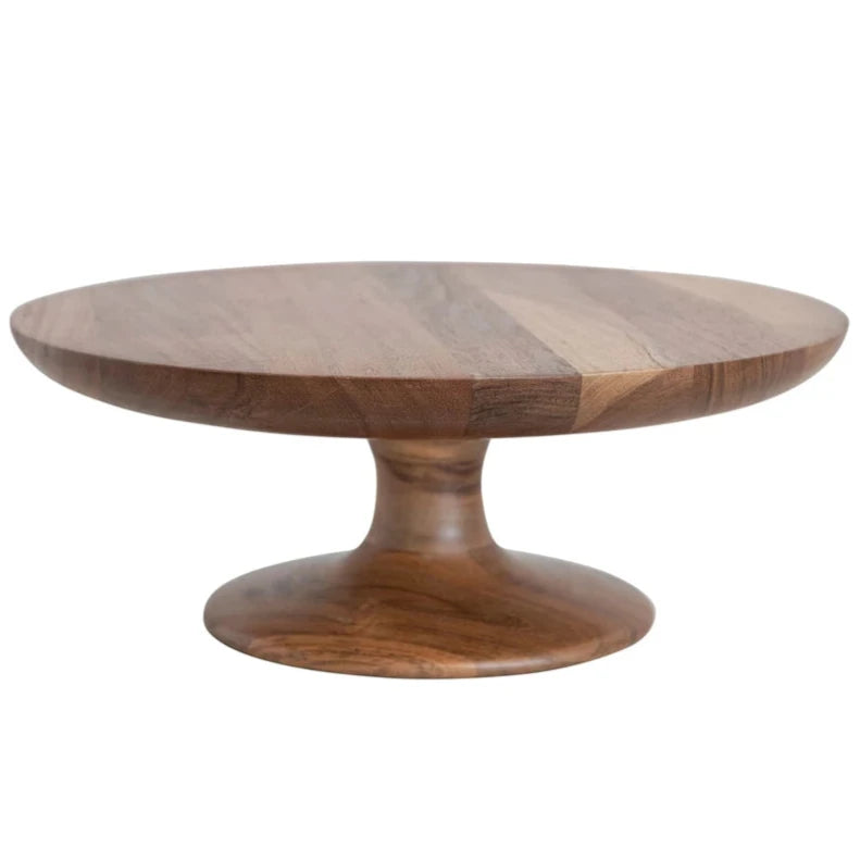 Natural Acacia Wood Pedestal - 13"