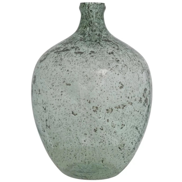 Recycled Glass Green Seeded Vase - 15"