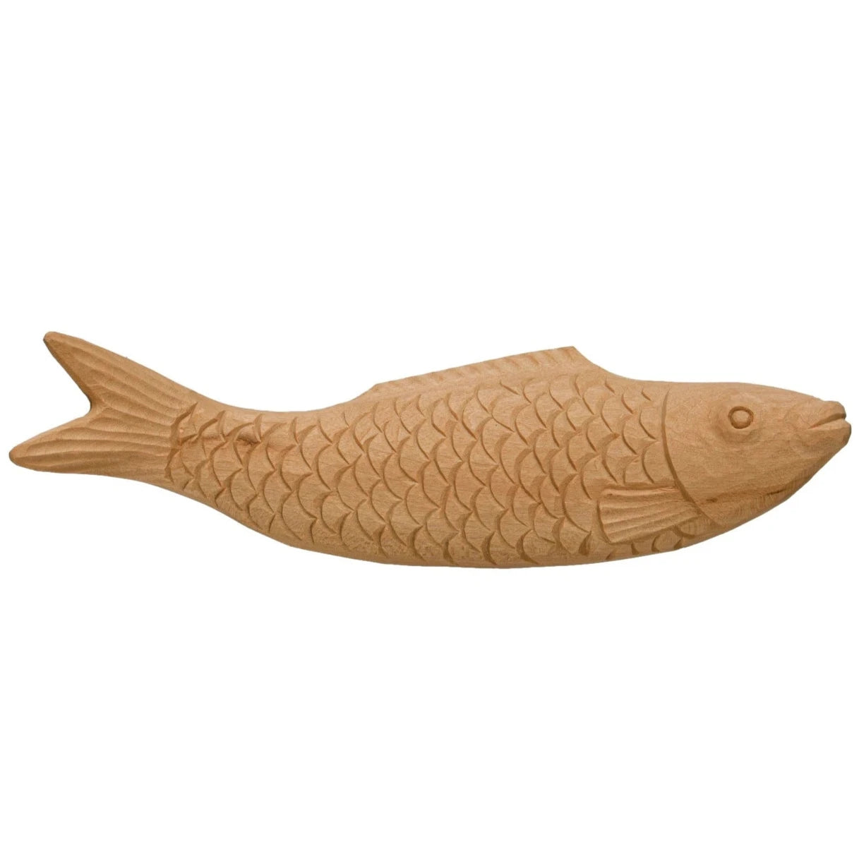 Hand-Carved Wood Fish Figure - 9.25"