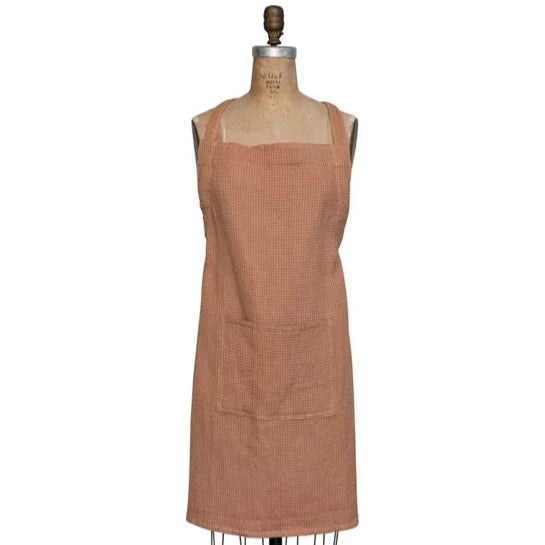 Woven Cotton & Linen Waffle Apron - Terracotta