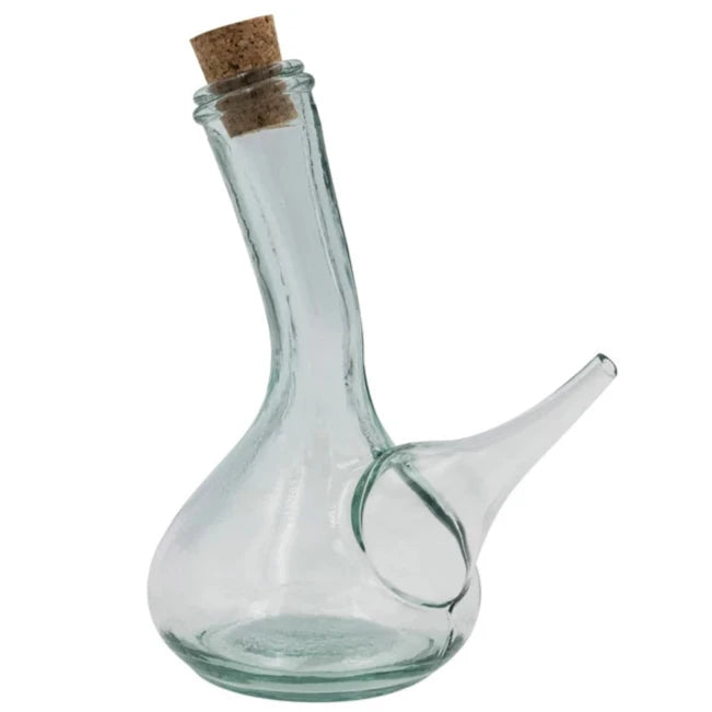 Recycled Glass Porron with Cork Stopper