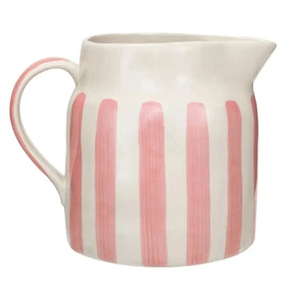 Hand-Painted Striped Stoneware Pitcher - 1.75 qt.