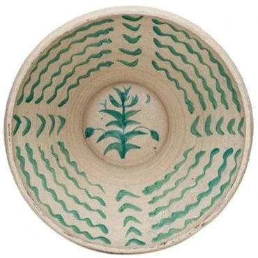 Hand-Painted Patterned Terracotta Bowl - 16.5"