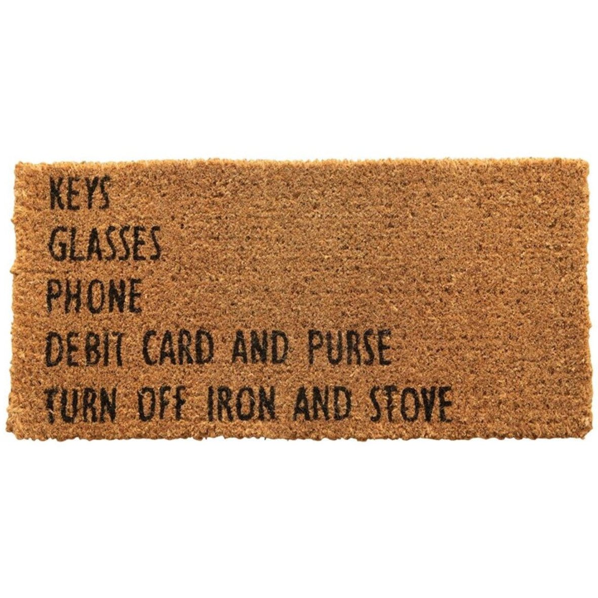 "Keys, Glasses, Phone" Coir Doormat - 32" x 16"