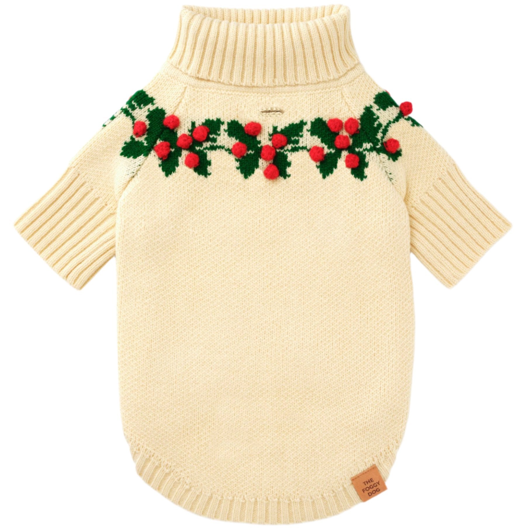 Foggy Dog Holiday Sweater - Holly Bobble