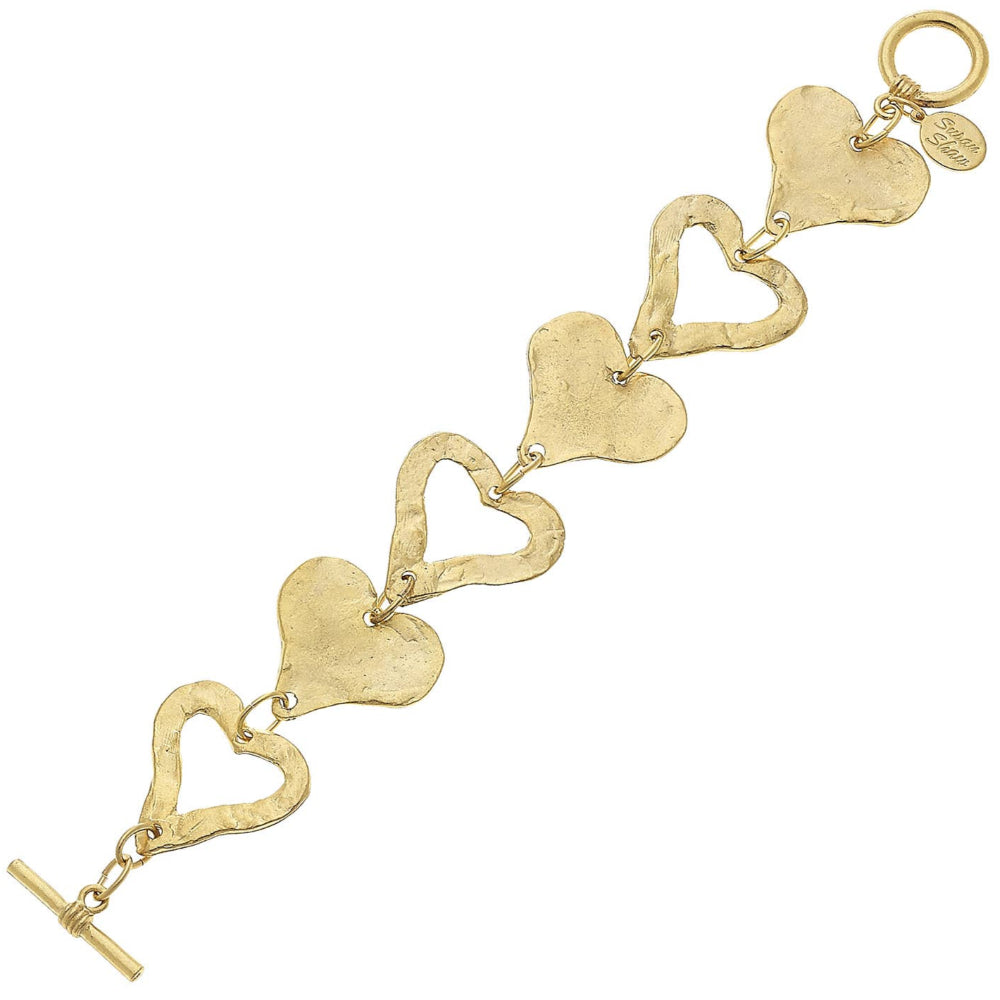 Susan Shaw Gold Open Hearts Toggle Bracelet