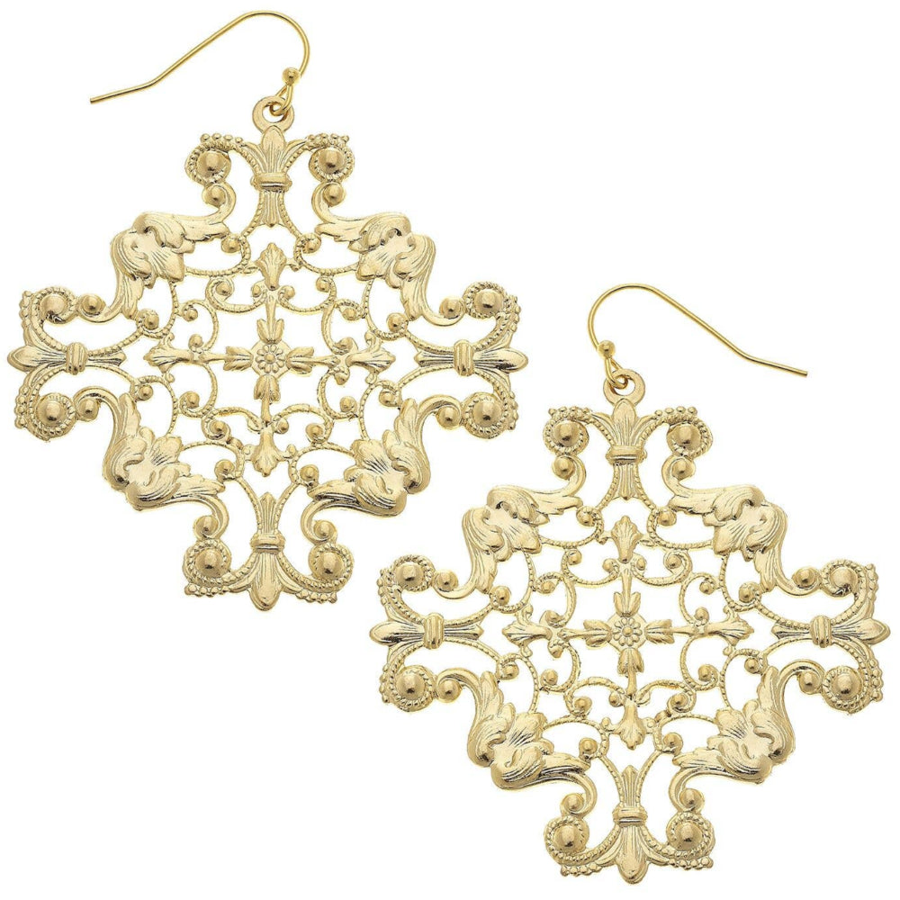 Susan Shaw Gold Filigree Earrings