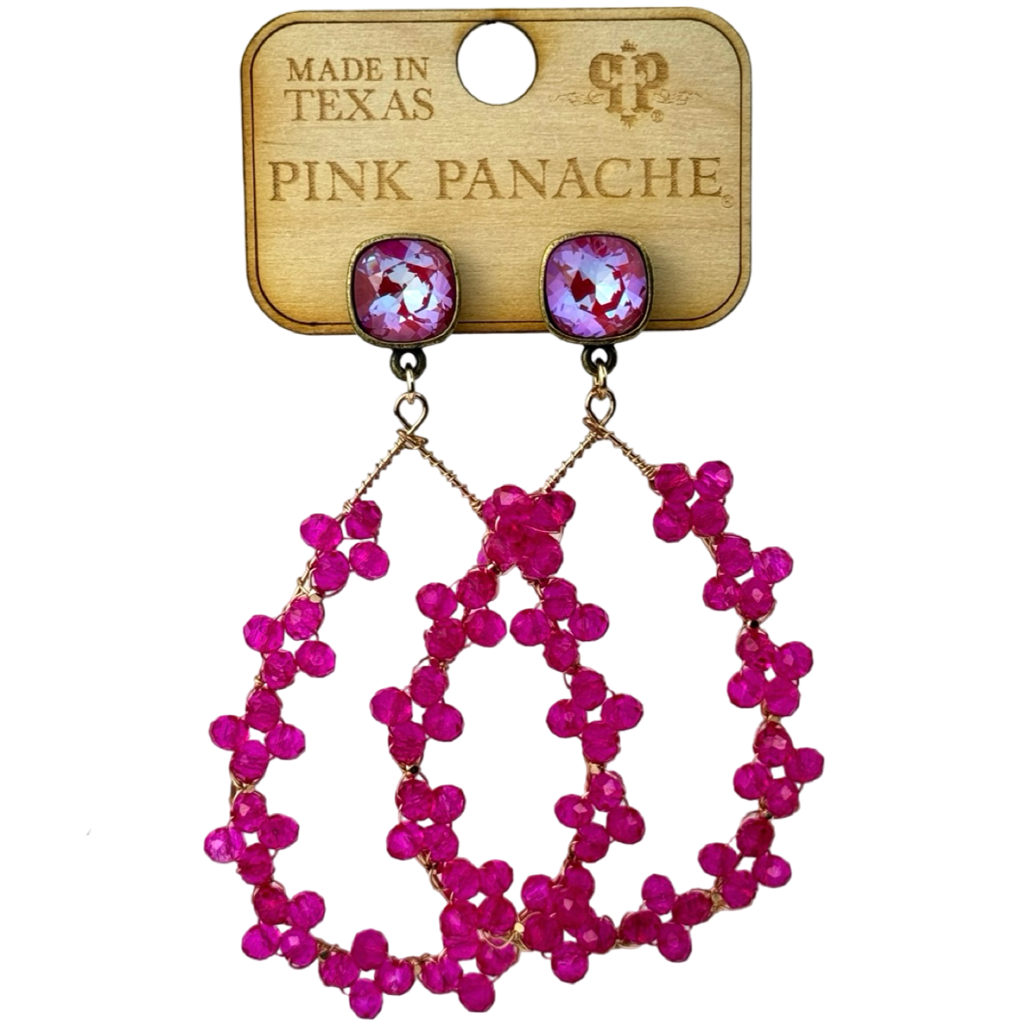 Pink Panache Floral Bead Teardrop Earrings