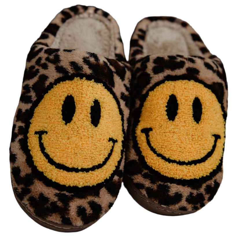 Katydid Fuzzy Happy Face Slippers